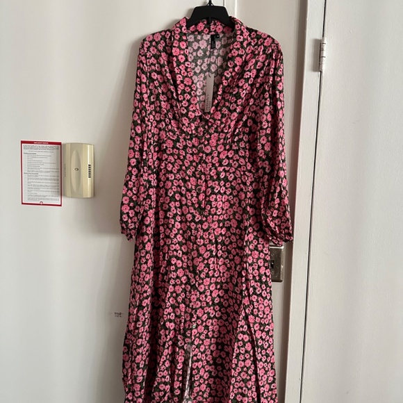 NOBODY’s CHILD/ASOS DAISY COLLARED MIDI TRA DRESS IN FUCHSIA BLOOM sz 12 - Picture 6 of 6